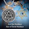 wholesale 925 Sterling Silver Gold-Plated All Seeing Eye Pendant with Star and Horus Symbol on  - Protection Jewelry for Men & Women-0-1