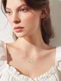 wholesale 925 Sterling Silver Mom Sunflower Heart Two Tone Moissanite Pendant Necklace-0-1
