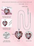 wholesale Sterling Silver Birthstone Heart Rose Pendant Necklace for Women-0-4