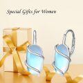 wholesale 925 Sterling Silver Moonstone Drop Earrings, Hypoallergenic Leverback Dangle Jewelry for Women, June Birthstone Gift-0-2