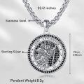 wholesale 925 Sterling Silver Saint Christopher and Saint Michael Pendant Necklace with Black CZ Stones for Men & Women - Catholic Religious -0-4
