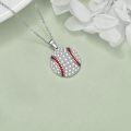 wholesale 925 Sterling Silver Baseball Pendant Necklace with Cubic Zirconia Stones Sport Fan Gifts for Her-0-2