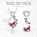 wholesale 925 Sterling Silver Red Cardinal Birds & Leaves Infinity Love Heart Pendant Necklace for Women Girls - 43cm Chain-0-3