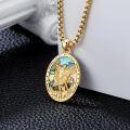wholesale 925 Sterling Silver Oval Shape Abalone Shell Saint Michael Pendant Necklace  for Men's Religious Gifts-0-1