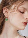 wholesale 925 Sterling Silver 925 Green Jade Flower Drop Earrings for Women-0-3