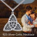 wholesale 925 Sterling Silver Triquetra Pendant with Black Stone and Inspirational Words on Chain for Women Men  36 Length-0-1