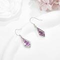 wholesale 925 Sterling Silver Purple Floral Cubic Zirconia-Shaped Drop Earrings-0-2