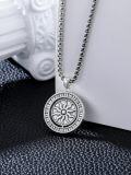wholesale 925 Sterling Silver Vegvisir Compass Pendant Norse Viking Jewelry for Men -0-4