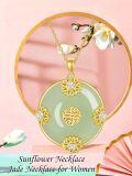 TOUPOP 14K Gold Plated Sterling Silver Jade Lotus Necklace For Women-0-2