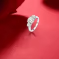 TOUPOP Sterling Silver Moissanite 3 Stone D Color VVS1 Engagement Ring Size 6-9-0-6