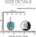 wholesale 925 Sterling Silver Round Genuine Turquoise St. Christopher Pendant Necklace-0-4