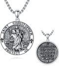 wholesale 925 Sterling Silver Saint Christopher Protect Us Pendant with 24+2 Extender Chain for Men Women Gifts Jewelry-0-0