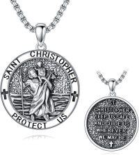 wholesale 925 Sterling Silver Saint Christopher Protect Us Pendant with 24+2 Extender Chain for Men Women Gifts Jewelry-A5-Style 5