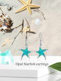 wholesale 925 Sterling Silver Starfish Blue Opal Dangle Drop Earring Beach  for Women Girls-0-5