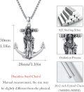 wholesale 925 Sterling Silver Saint Christopher Anchor Pendant Mens Necklace 34+2 Rope Chain-0-5
