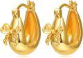 wholesale 925 Sterling Silver Plated Gold 24k  Bow Tie Design Large Round Hoop Earrings for Women-0-0