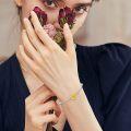 wholesale 925 Sterling Silver Yellow Daisy Flower Charm Bracelet for Women's -0-3