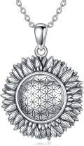 wholesale 925 Sterling Silver Sunflower Pendant with Flower of Life Design - Nature-Inspired Gift for Her-0-0