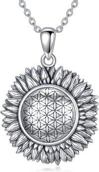 wholesale 925 Sterling Silver Sunflower Pendant with Flower of Life Design - Nature-Inspired Gift for Her-Sunflower