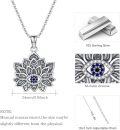 wholesale 925 Sterling Silver Lotus Evil Eye Pendant Necklace for Women with Blue Stone and CZ Accents-0-4
