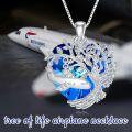 wholesale 925 Sterling Silver Tree of Life Blue Crystal Airplane Pendant Necklace-0-1