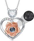 wholesale 14k White Gold Plated 925 Sterling Silver Cubic Zirconia Heart Pendant Necklace 20in Chain-0-0