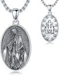 wholesale 925 Sterling Silver Virgin Mary Pendant Necklace with Cross and Stars for Men & Women-0-0