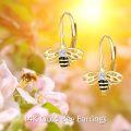 wholesale 14K Gold Honey Bee Earrings with Cubic Zirconia and Enamel Accents for Women's Fashion s-0-5