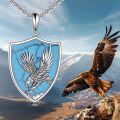 wholesale 925 Sterling Silver Turquoise Eagle Shield Pendant Necklace for Women and Men-0-5