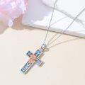 wholesale Sterling Silver Turquoise Cross Birth Flower Necklace 12 Month Pendant for Women Mom-0-28
