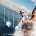 wholesale 925 Sterling Silver Heart-Shaped Rainbow Moonstone Threader Dangle Earrings for Women-0-1