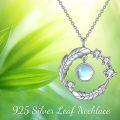 wholesale 925 Sterling Silver Moonstone & CZs Leaf Design Crescent Moon Pendant Necklace Gift for Her Him-0-4