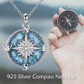 wholesale 925 Sterling Silver Turquoise Created Opal Compass Pendant Necklace for Women and Men-0-2