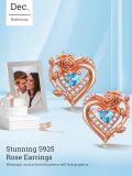 wholesale 925 Sterling Silver Rose Heart Birthstone Stud Earrings for Women-0-3