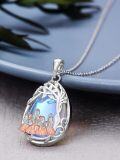 wholesale 925 Sterling Silver Blue Moonstone Family Tree Pendant Necklaces for Women Girls Mothers Day Gift-0-3