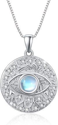 wholesale 925 Sterling Silver Moonstone Evil Eye Pendant Necklace Protection Charm s for Women and Men-A-Moonstone-Eye Evil