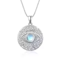wholesale 925 Sterling Silver Moonstone Evil Eye Pendant Necklace Wholesale Protection Charm s for Women and Men-A-Moonstone-Eye Evil