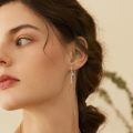 wholesale 925 Sterling Silver Threader Earrings with Cross and Love Pendant on Long Chain Drops for Women Girls-0-3