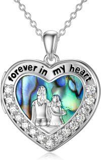 wholesale TOUPOP Locket Necklace Mother Daughter Locket Mother Daughter Necklace Family Locket Heart Locket Pendant Necklace S925 Sterling Silver Gift Always In My Heart Locket Jewelry Gift -undefined