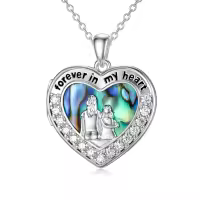 TOUPOP Sterling Silver Heart Locket Mother Daughter Family Pendant Necklace Gift-undefined