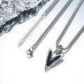 wholesale 925 Sterling Silver Oxidized Arrowhead Pendant Necklace With Black Opal Inlay-0-1