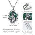 wholesale 925 Sterling Silver St Christopher Protect Us Malachite Stone Oval Pendant Necklace w/ 24 Rolo Chain-0-2
