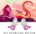 wholesale 925 Sterling Silver Mermaid Stud Earrings with Purple and Blue Stones-0-5