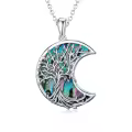 TOUPOP Sterling Silver Abalone Tree Of Life Necklace For Women-0-0