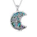 TOUPOP Sterling Silver Abalone Tree Of Life Necklace For Women-0-0