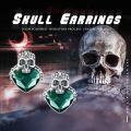 wholesale 925 Sterling Silver Red Crystal Heart & Skull Stud Earrings - Gothic Jewelry for Women and Men-0-5