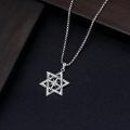 wholesale 925 Sterling Silver Six Pointed Star Compass Cz Pendant Necklace For Women-0-4