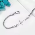 wholesale 925 Sterling Silver Origami Cross Charm Chain Bracelet Wholesale s for Women and Girls-0-2