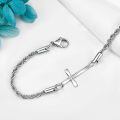 wholesale 925 Sterling Silver Sideways Cross Bracelet White Gold Plated Twisted Rope Chain Adjustable-0-2