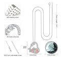 wholesale 925 Sterling Silver Family Mother Daughter Heart Pendant Necklace Rose Gold Cubic Zirconia-0-4
